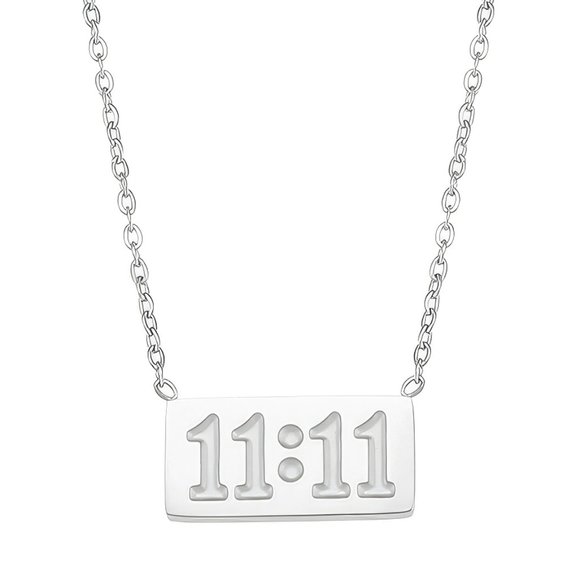 Silver 1111‎ Angel Number Pendant Necklace Stainless Steel - Picture 4 of 12
